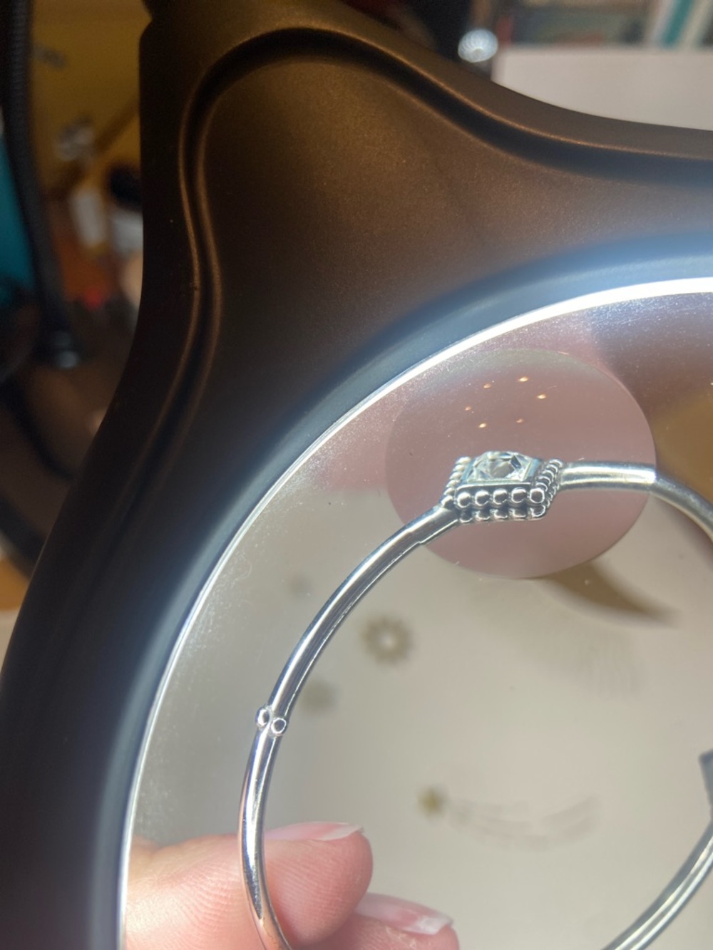 Delicate Silver-Tone Brighton Twinkle  Bangle with Square Clear Crystal Accents - Picture 6 of 9